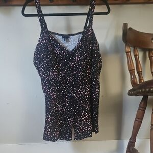 torrid Black Tank with Pink Confetti Print